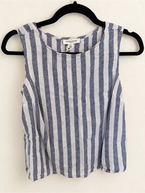 beachlunchlounge Blue White Vertical Stripe Sleeveless Tank Top XS